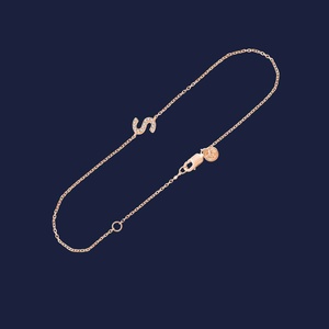 กำไลข้อมือเพชรทรงกลมแบบ Signature Initial ประดับเพชรทรงกลมที่เพาะเลี้ยงในห้องปฏิบัติการ น้ำหนัก 0.02-0.04 กะรัต H+-SI ทองคำแท้ 14K เครื่องประดับยอดนิยม - Product Image 2
