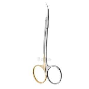 Professional TC LaGrange Scissors Gold Handle Curved Surgical Shears Dental Gum Tissue Scissor Stainless Steel Micro Instruments - Product Image 2