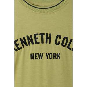 Camiseta gráfica larga de marca para niños verde oliva con logotipo personalizado 100% algodón tejido cuello redondo diseño de ropa de invierno para niños - Product Image 3