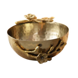 Cuenco de diseño de flores de latón martillado exclusivo hecho a mano para servir y decoración de hotel en casa a un precio económico - Product Image 2