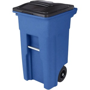 Poubelle rectangulaire à roulettes Toter de 32 gallons en mousse rotomoulée marron avec couvercle - Product Image 2