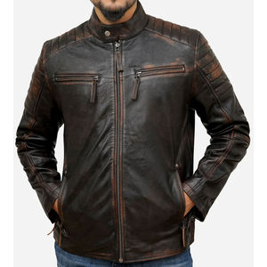 Nouvelle arrivée Veste en cuir de haute qualité pour homme Fabriquée sur mesure avec col montant en toile Prix raisonnables veste pour homme - Product Image 1