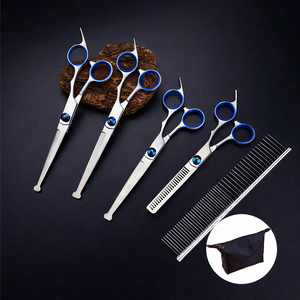 Complete <b>Pet</b> <b>Grooming</b> Scissors Kit 4-Piece Stainless Steel Professional <b>Grooming</b> <b>Tools</b> with Stylish Blue Handles & Storage Bag - Product Image 1