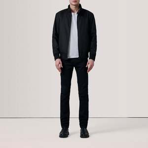 Morrison Reversible Genuine Leather Bomber <b>Jacket</b> Black Canvas Casual Style Zippered Closure Water Proof Autumn Appropriate XS - Product Image 2