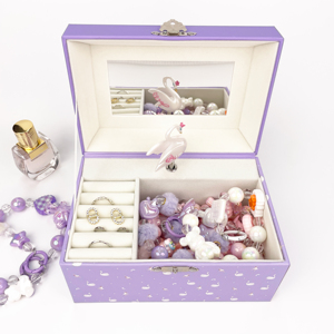 Caja <span class=keywords><strong>de</strong></span> Música <span class=keywords><strong>de</strong></span> Terciopelo Ecológica <span class=keywords><strong>de</strong></span> Lujo con Manivela Giratoria, Diseño <span class=keywords><strong>de</strong></span> Cisne Bailarín, Joyero Personalizado con Canción a Medida, Elegante <span class=keywords><strong>para</strong></span> Niñas - Product Image 2
