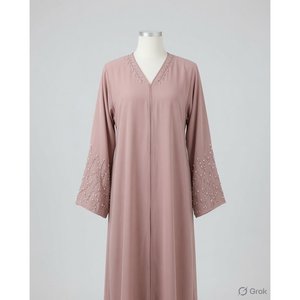 อาบายะห์สีชมพูอมเทาประดับลายดอกไม้สุดหรู - Product Image 1