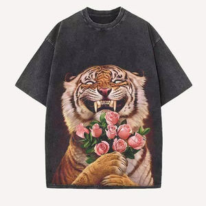 Épaule tombante surdimensionnée Conception et taille personnalisées imprimées 100% coton T-shirts graphiques Chemise respirante populaire OEM - Product Image 1