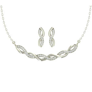 Ensemble collier et boucles d'oreilles pendantes torsadées en argent sterling 925 plaqué rhodium CLARA, bijoux fins, cadeau pour femmes et filles avec chaîne - Product Image 1