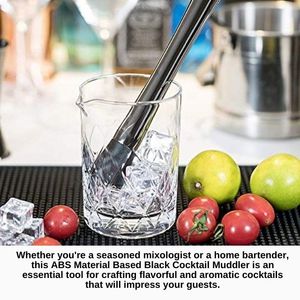 Fournisseur en gros Pilon à cocktail à long manche Outil de barre en plastique noir pour écraser les fruits en pressant les cubes de sucre à la menthe Portable - Product Image 6