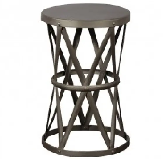 Hammered Drum Cross Dark Bronze Large Table High Quality Metal Galvanized Side Table for Home Hotel Restaurant