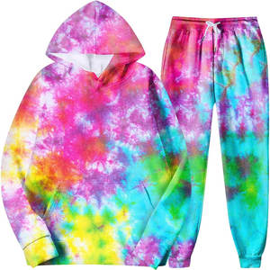 Conjunto de Sudadera con capucha unisex Tie-Dye Fleece, patrón 3D resistente a la decoloración vibrante, opciones de marca personalizadas, servicio OEM/ODM, descuentos por pedidos a granel - Product Image 1