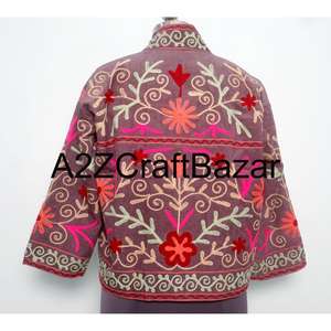 Veste courte brodée artisanale en cotrise, manteau d'hiver ethnique, vêtement d'extérieur traditionnel écologique et respirant en coton pour les fêtes - Product Image 5