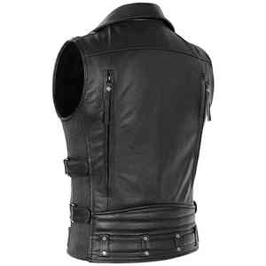 2025 nouveau hiver professionnel moto motard gilet de haute qualité véritable perforé en cuir noir Logo personnalisé Auto respirant - Product Image 2