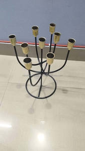 Portavelas de 9 brazos, muestra de Metal negro dorado disponible, decoración decorativa de vacaciones transparente, estampado europeo, decoración de boda hecha a mano - Product Image 2