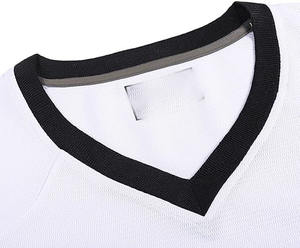 Custom football jersey <b>white</b> with <b>black</b> <b>stripes</b> short sleeve v neck breathable sports <b>shirt</b> for training <b>and</b> games - Product Image 3