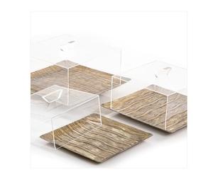 Juego de tres bandejas de servicio de metal de aluminio dorado en varios tamaños ideales para servir comida en bodas y restaurantes - Product Image 2