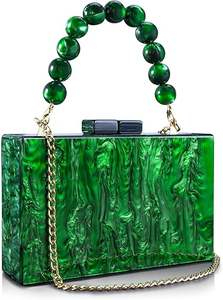 กระเป๋าคลัทช์สำหรับผู้หญิงออกงานดีไซน์เนอร์งานทำมือกระเป๋าคลัตช์ทำจากเรซิ่นทำมือประดับด้วยพลอยเทียมไข่มุก - Product Image 2