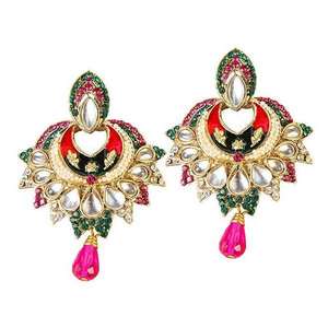 Kriaa Multicolor Kundan Meenakari Dangler <b>Earrings</b> 1300119 Fashion <b>Clip</b>-<b>On</b> Jewelry - Product Image 1