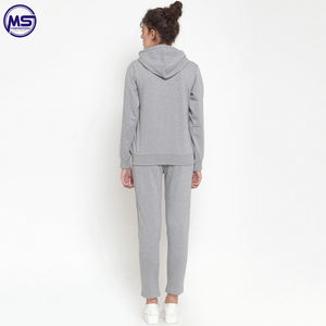 Customized Logo Printing Fleece Material Sports Fitness Wear <b>Women</b> Training Wear Tracksuit With Drawstring Hoodie - Product Image 3