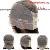 Perruques Lace 360 de 6 pouces de profondeur, cheveux humains vierges indiens Remy, ligne de cheveux pré-épilée, bande élastique amovible, double trame faite à la machine