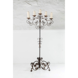 Candélabre en fer forgé à 5 bras, finition noire, parfait pour la décoration intérieure de la maison, les mariages, Noël, candélabre de sol en solde - Product Image 5