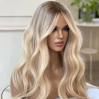 Peluca de Cabello Humano Rubio Ceniza con Frente de Encaje 13x6, Peluca sin Pegamento con Encaje HD Rubio Mezclado con Marrón para Uso Diario, Venta de Fábrica