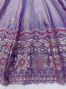 ชุดเดรส Anarkali สีม่วงปักลาย ชุดปากีสถาน เสื้อคลุมยาว ผ้าคลุมไหล่ปักลาย กางเกง Palazzo ชุดแต่งงานอินเดีย - Product Image 6