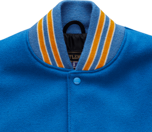 Broderie bleue avec marron College Baseball veste pour hommes Letterman veste d'université bleu clair chez Fratres Sports - Product Image 2