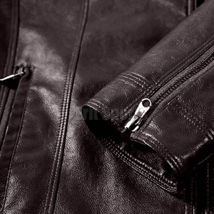 Premium Quality <b>Men's</b> <b>Leather</b> <b>Jacket</b> with Stand Collar Front Logo Durable Material Stylish Look for Daily Fashion Winter Use - Product Image 5