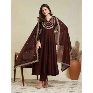 Nuevo Kurti Pent de Diseño Moderno para Fiestas con Dupatta de Tela de Seda Vichitra y Bordado para Eventos Festivos - Product Image 1