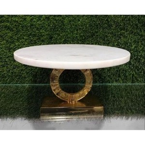 Support à gâteau en marbre blanc naturel de haute qualité plateau de service rond en marbre support à gâteau pour mariage et fête plateau en marbre au meilleur prix - Product Image 5