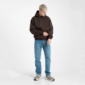 Sweat à capuche surdimensionné d'hiver en gros 100% coton polaire française à la mode sérigraphie et broderie motif solide de teinture unie - Product Image 3