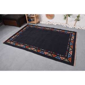 Alfombra Turca Vintage de 4.7x7 pies (144x212 cm), Alfombra Marroquí Negra - Product Image 3