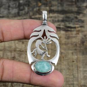 925 argent Sterling Larimar pierres précieuses pendentif bijoux à la main argent Boho Style pendentif bijoux pour femmes cadeau de mariage pour femme - Product Image 3