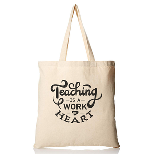 Bolsa de Tela de Algodón Personalizable con la Frase 'La Enseñanza es una Obra del Corazón' para Maestros - Product Image 2