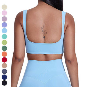High for Impact Women's Gym Fitness Top Removable Padded Square <b>Neck</b> Square Back Shockproof Sport Running <b>Bra</b> for Yoga - Product Image 4