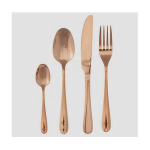 Juego de cuchara de café con tenedor de cuchillo de acero inoxidable de grado alimenticio sostenible de lujo de colección brillante de alta calidad chapada en oro rosa - Product Image 1