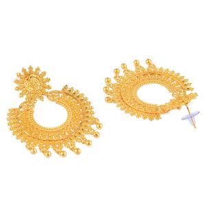 Indian <b>Bridal</b> <b>Earrings</b> Designer <b>Earrings</b> Gold Plated Floral <b>Drop</b> Dangle Antique Jewellery Set for Women, - Product Image 4