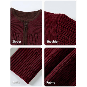 Pull en maille d'hiver pour homme, style vintage 'Old Money', personnalisé, en coton biologique anti-rides, respirant, décontracté et long - Product Image 2