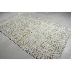 พรมขนาด 5.3x9.5 ฟุต, พรมตุรกีโบราณขนาดใหญ่, พรมขนสัตว์สีขาว - Product Image 2