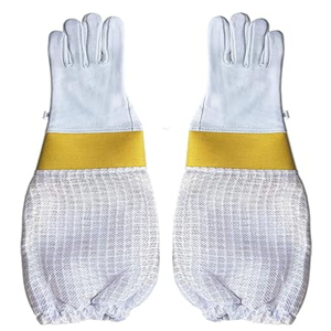 Beekeeping Goatskin Leather Ventilated Gloves With Rubber Cuff High Quality Beekeeping Protective Gear - Product Image 1
