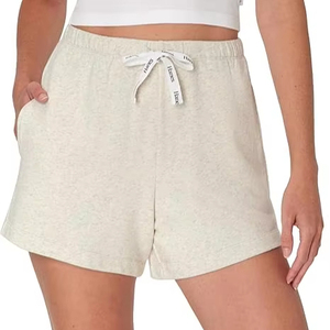 Shorts pour femmes de haute qualité respirants avec logo de marque personnalisé OEM, 100% coton, taille élastique, fermeture à bouton pour femmes - Product Image 1