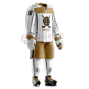 Maillot de hockey sur glace personnalisé avec empiècement d'épaule et logos brodés Uniforme de hockey avec double tricot - Product Image 5