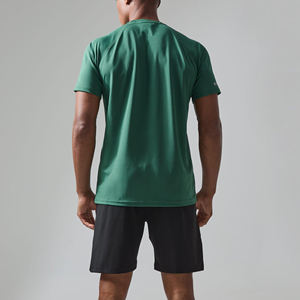 Personnalisé vierge 100% coton 220gsm coupe régulière ensemble de vêtements de sport courts pour hommes tissu interlock solide antibactérien écologique - Product Image 3