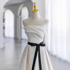 Blanco Mujeres Elegante Fiesta Vestido de noche Satén Cena Lujo Fiesta Vestido vestido de noche de las mujeres para la fiesta - Product Image 4