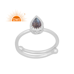 Vente chaude Fine Sterling Silver Natural Labradorite Gemstone Bague réglable Fabricant de bijoux - Product Image 1