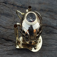 Mini casque de plongée en laiton maritime antique modèle de décoration intérieure poli avec porte-stylo cadeau