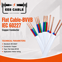 Câble plat BVVB IEC 60227, conducteur en cuivre, isolation en PVC, gaine en PVC, fil électrique à deux conducteurs pour le câblage des bâtiments résidentiels