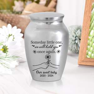 Urne commémorative gravée de souvenir décorative en acier inoxydable personnalisée pour la perte d'enfants d'urnes en argent de taille personnalisée - Product Image 6