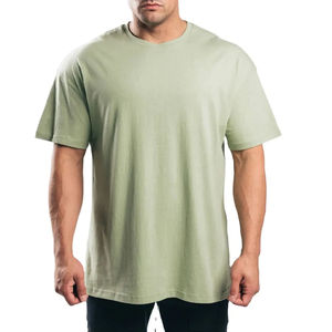 Camiseta de Talla Grande para Hombre, 100% Algodón, Estampado Puff, Cuello Redondo Azul, Tejido de Felpa, Transpirable, Ecológica, Personalizable, Venta al por Mayor - Product Image 1